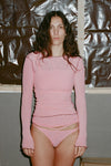 BASERANGE Ribbed Long Sleeve Top T-Shirt TTVL Collection France BAS-TTVL-RBV-WI22-BSH Ruby Red